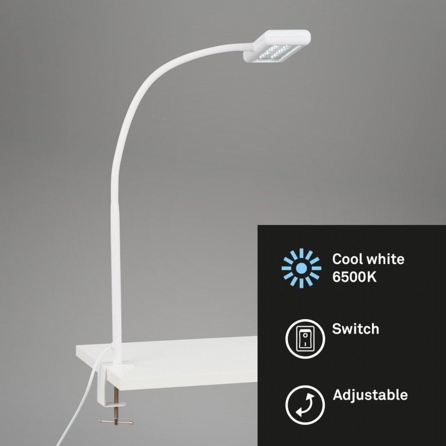 Brilo - LED Flexibel tafellamp met clip TRASNA LED/7,5W/230V wit