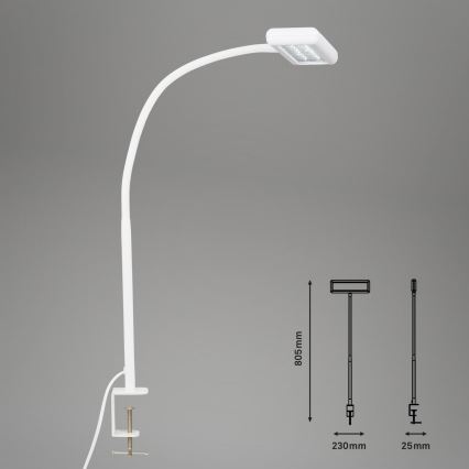 Brilo - LED Flexibel tafellamp met clip TRASNA LED/7,5W/230V wit