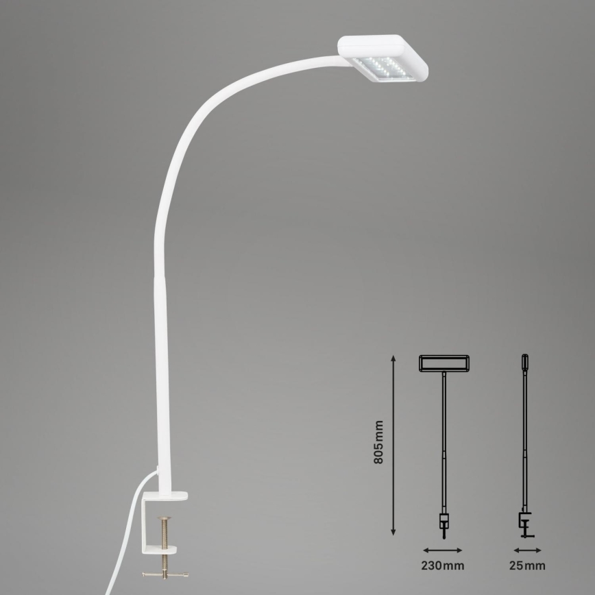 Brilo - LED Flexibel tafellamp met clip TRASNA LED/7,5W/230V wit