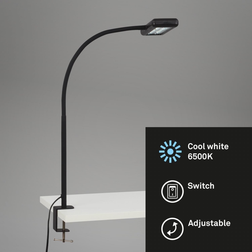 Brilo - LED Flexibel tafellamp met clip TRASNA LED/7,5W/230V zwart