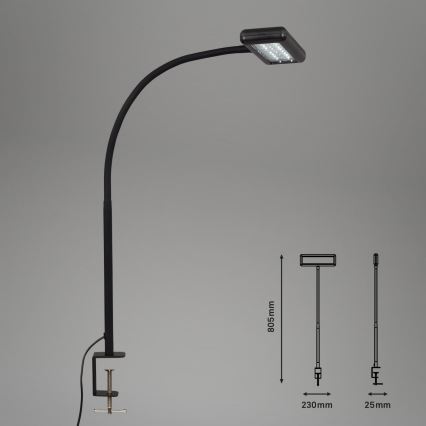 Brilo - LED Flexibel tafellamp met clip TRASNA LED/7,5W/230V zwart