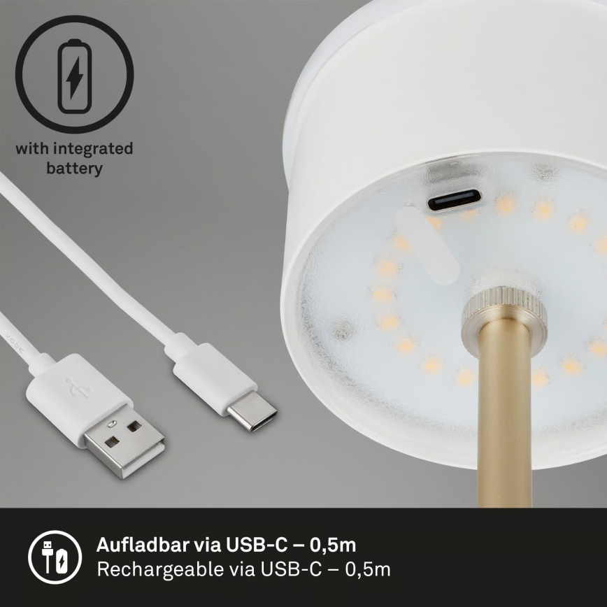 Brilo - KIKI dimbare oplaadbare LED-tafellamp voor buiten met aanraakbediening LED/2,6W/5V IP44 2600 mAh bruin
