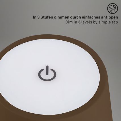 Brilo - KIKI dimbare oplaadbare LED-tafellamp voor buiten met aanraakbediening LED/2,6W/5V IP44 2600 mAh bruin