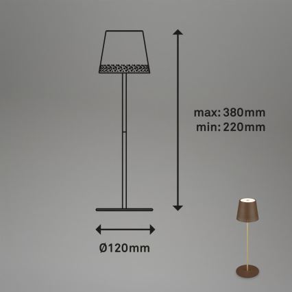 Brilo - KIKI dimbare oplaadbare LED-tafellamp voor buiten met aanraakbediening LED/2,6W/5V IP44 2600 mAh bruin