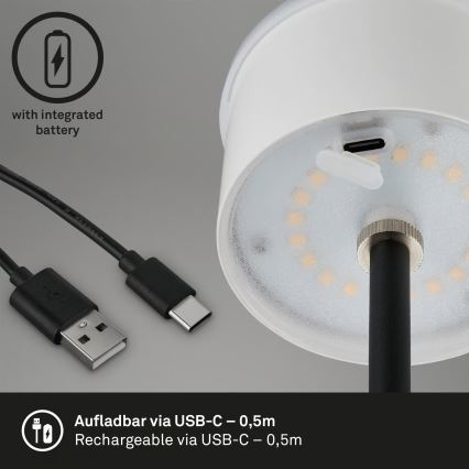 Brilo - Dimbare oplaadbare aanraak-LED tafellamp voor buiten KIKI LED/2,6W/5V IP44 2600 mAh zwart