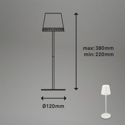 Brilo - LED dimbare oplaadbare aanraaktafellamp voor buiten KIKI LED/2,6W/5V IP44 2600 mAh wit