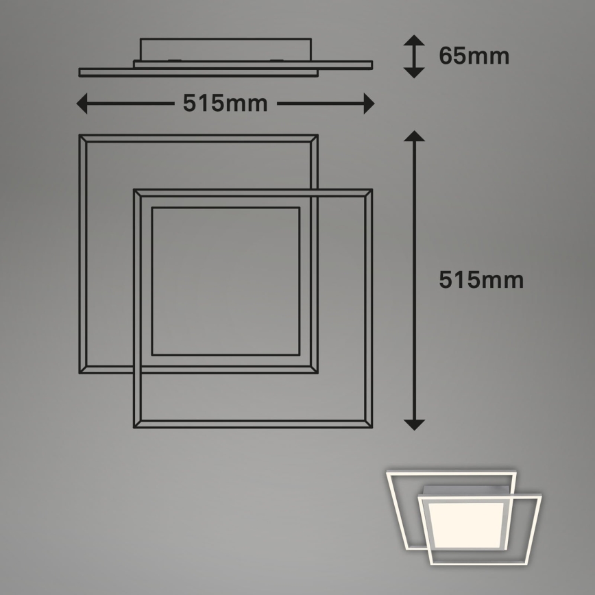 Brilo - LED-plafondlamp 2xLED/16W/230V + LED/19W 51,5x51,5 cm mat chroom