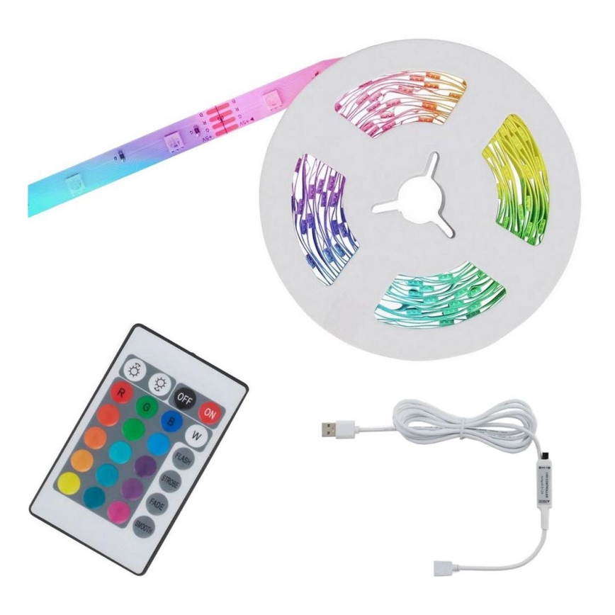 Brilo - LED RGB Dimbare strip 6,6m LED/6W/USB + afstandsbediening