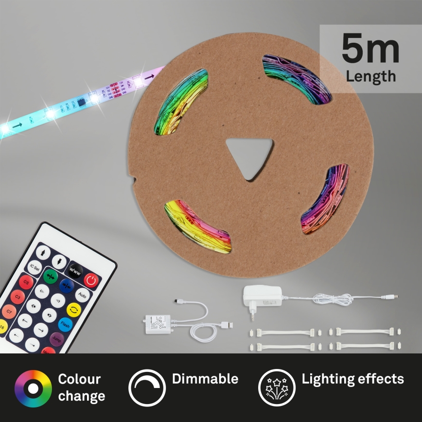 Brilo - LED RGBW dimbare strip 6,5m LED/24W/230V + afstandsbediening