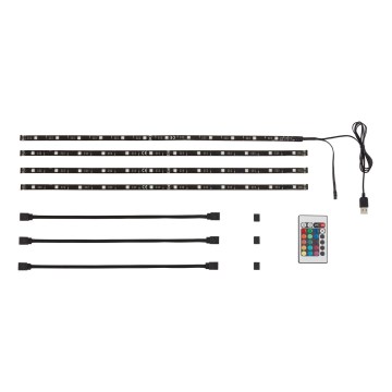 Brilo - LED RGBW dimbare strip voor TV 3m LED/2,5W/USB + afstandsbediening