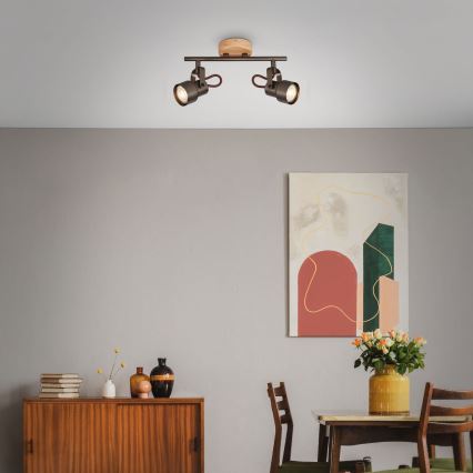 Brilo - LED-spot TAHUN 2xGU10/5W/230V bruin