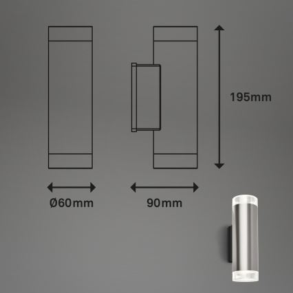Brilo - LED Wandlamp voor buiten 2xGU10/4,7W/230V IP44 4000K mat chroom