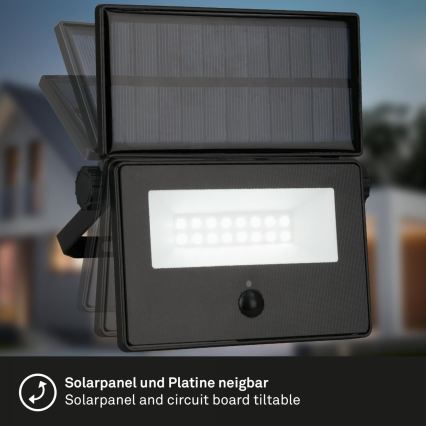 Brilo - LED-zonneschijnwerper met sensor LED/5W/5,5V IP54 1200 mAh