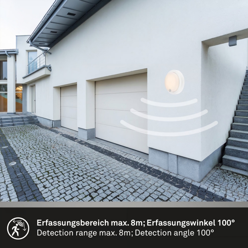 Brilo - Oplaadbare LED-muurlamp voor buiten met bewegingssensor LED/4W/5V 4400 mAh IP44 wit