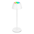 Brilo - RGB-LED dimbare oplaadbare aanraakbare tafellamp voor buiten KIKI LED/2,6W/5V IP44 2600 mAh wit