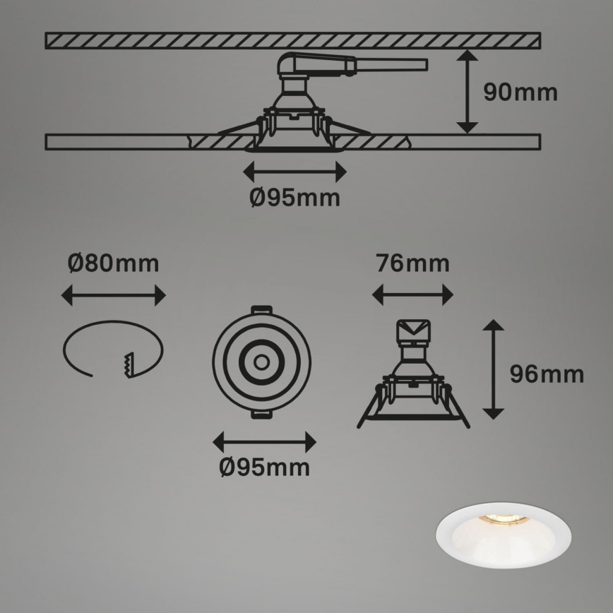 Brilo - SET 3x Badkamer inbouwverlichting 1xGU10/9W/230V IP23 wit