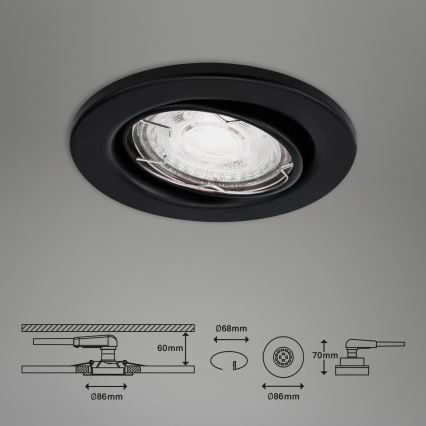 Brilo - SET 3x Hangende LED Badkamer plafond verlichting 1xGU10/5W/230V IP23 zwart