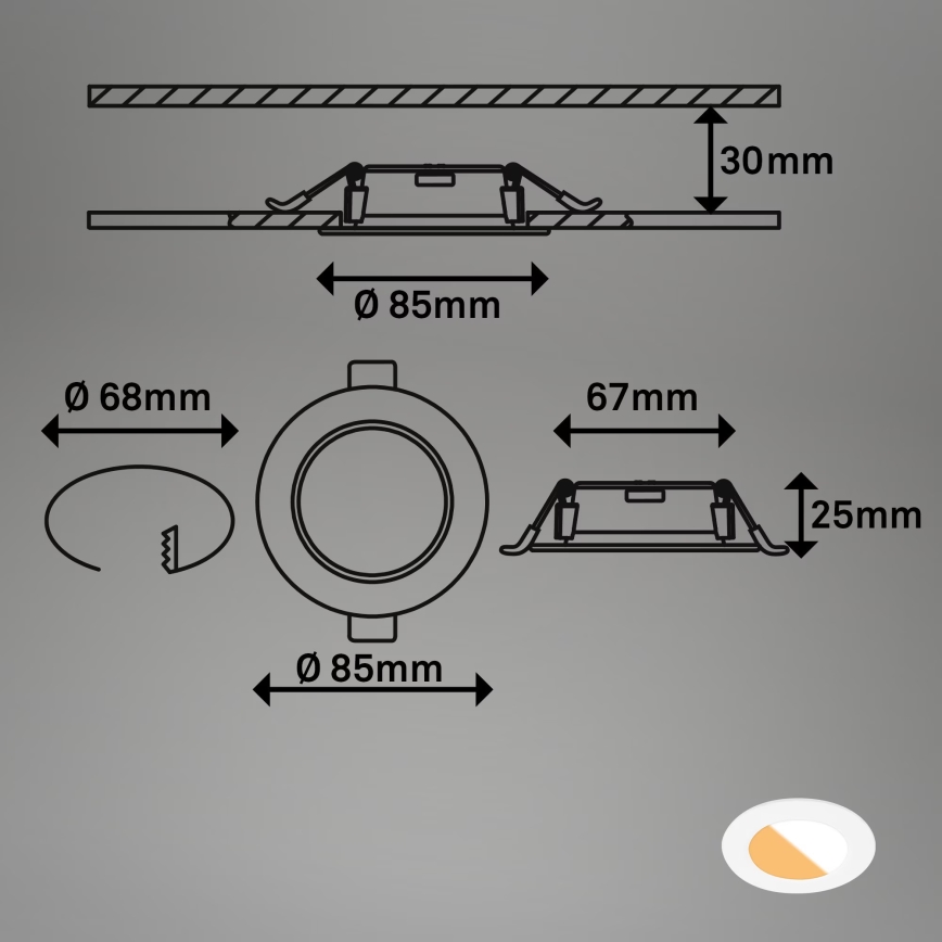 Brilo - SET 3x Hangende LED Badkamer plafond verlichting LED/4W/230V IP44 3000/4000K wit