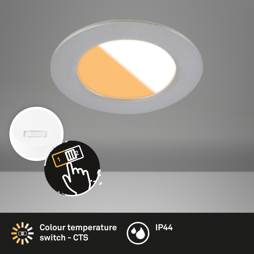 Brilo - SET 3x Hangende LED Badkamer plafond verlichting LED/4W/230V IP44 3000/4000K zilver