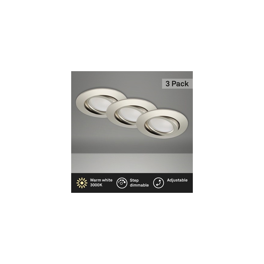 Brilo - SET 3x LED dimbare badkamer inbouwspot LED/5W/230V IP23 mat chroom