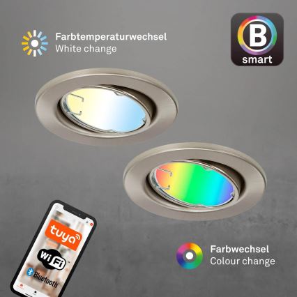 Brilo - SET 3x LED RGBW Dimbare badkamer lamp 1xGU10/4,9W/230V 2700-6500K Wi-Fi Tuya IP23 + afstandsbediening