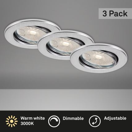 Brilo - Set van 3 dimbare LED-inbouwspots voor badkamer DIMM LED/5,5W/230V IP23 mat chroom