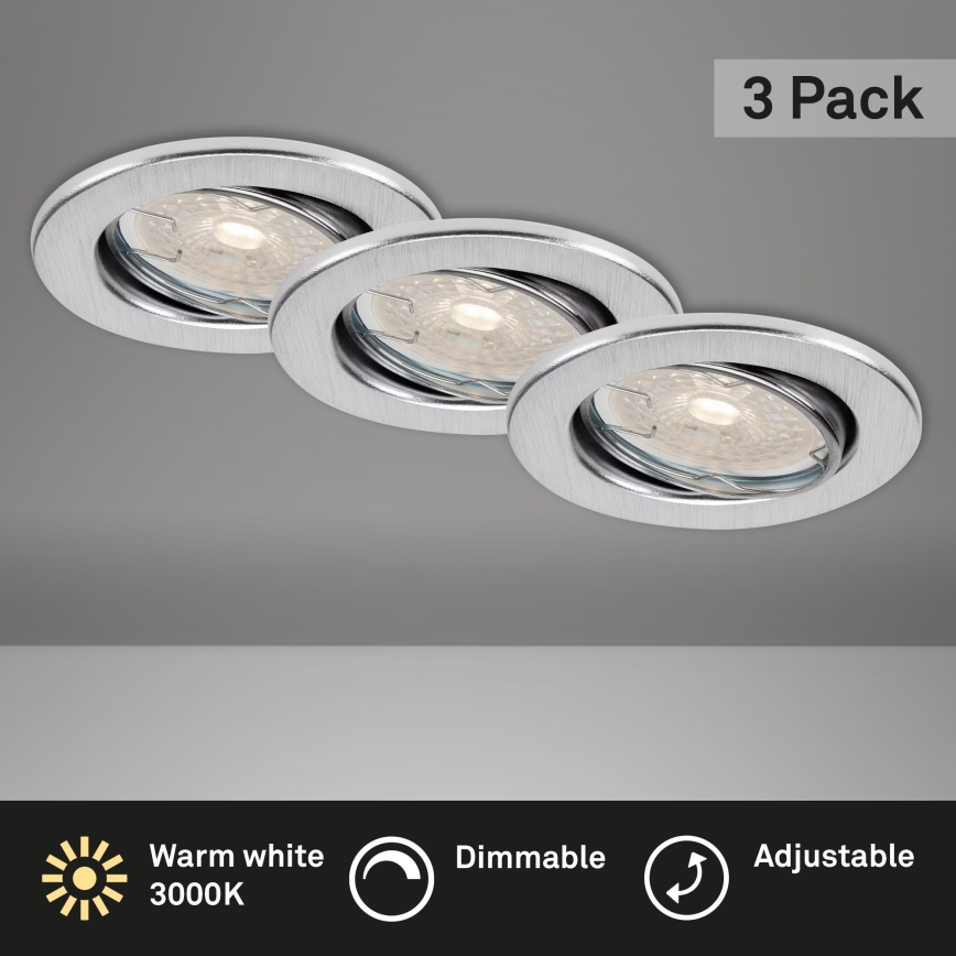 Brilo - Set van 3 dimbare LED-inbouwspots voor badkamer DIMM LED/5,5W/230V IP23 mat chroom