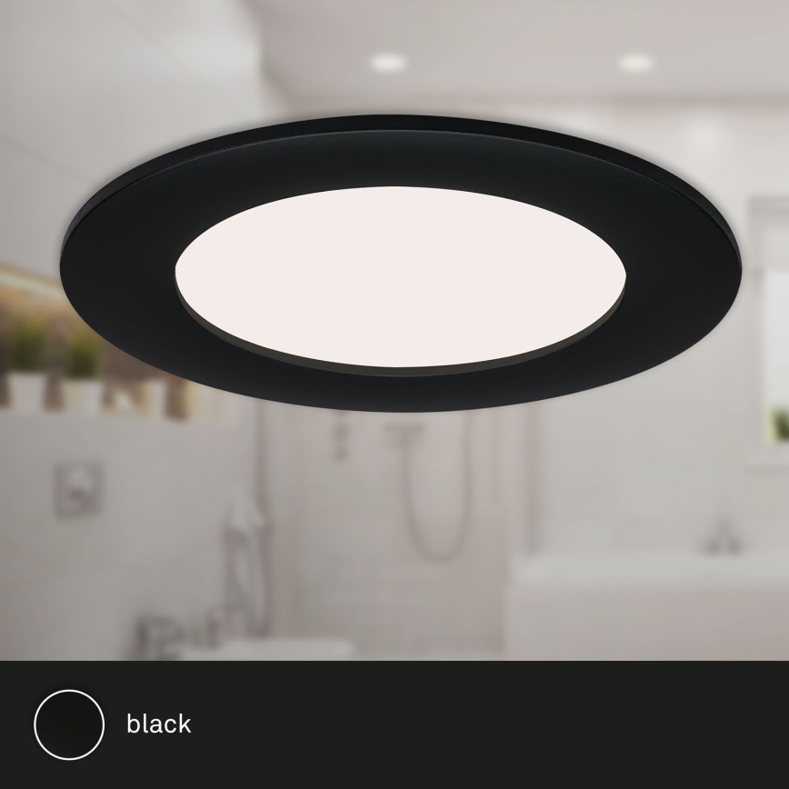 Brilo - Set van 3 LED-inbouwspots voor de badkamer FLAT LED/6W/230V IP44 zwart