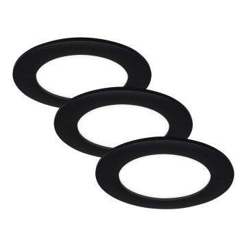 Brilo - Set van 3 LED-inbouwspots voor de badkamer FLAT LED/6W/230V IP44 zwart