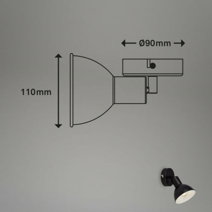 Brilo - Wandspot RETRO 1xE14/25W/230V zwart