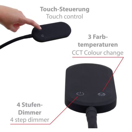 Briloner 1297-015 - LED dimbare flexibele vloerlamp LED/6,6W/230V 3000K/4000K/6000K