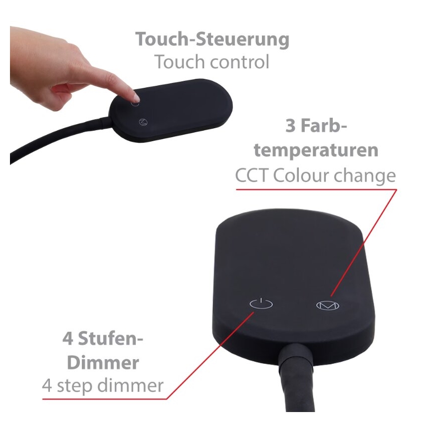 Briloner 1297-015 - LED dimbare flexibele vloerlamp LED/6,6W/230V 3000K/4000K/6000K