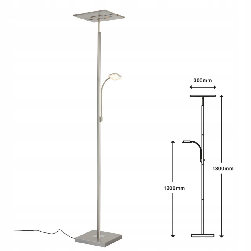 Briloner 1328-022 - LED-dimbare vloerlamp LED/21W/230V + LED/3,5W mat chroom