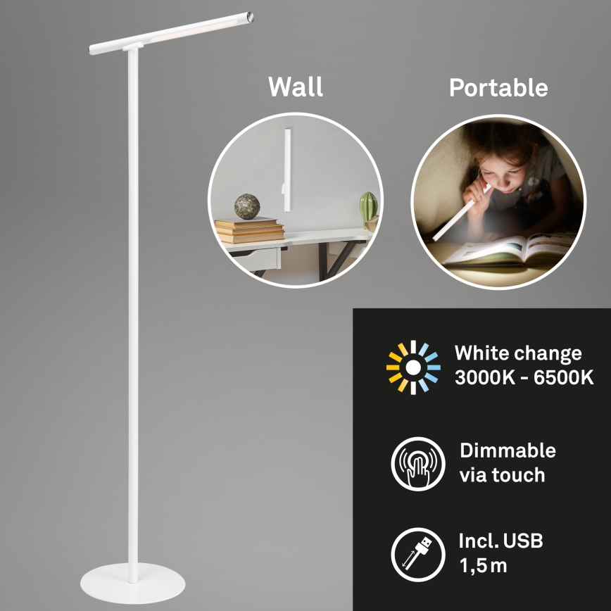 Briloner 1384-016 - LED dimbare touch staande lamp 2-in-1 EVERYWHERE LED/2,3W/5V 2000 mAh
