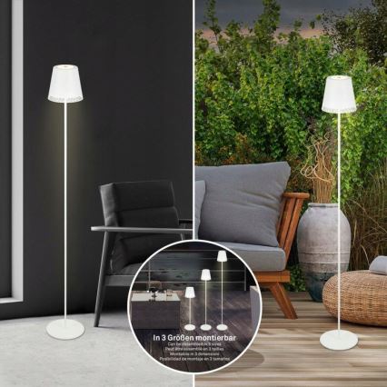 Briloner 1438016 - LED Dimbaar aanraken Staande lamp 3in1 LED/3,5W/5V IP44 3000K 38-130 cm wit