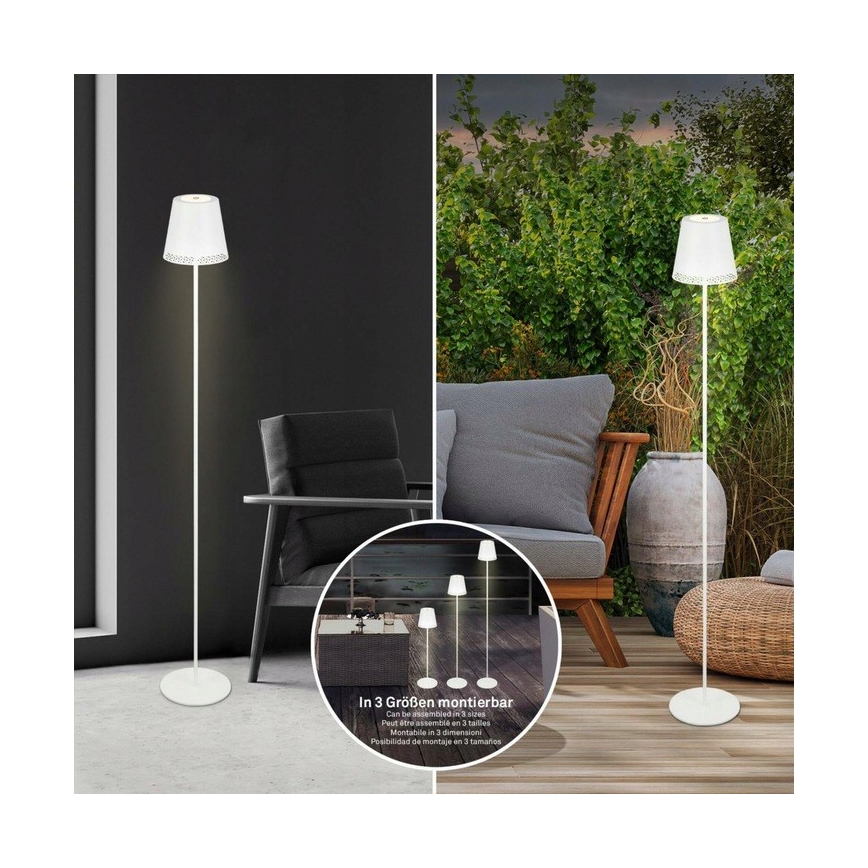 Briloner 1438016 - LED Dimbaar aanraken Staande lamp 3in1 LED/3,5W/5V IP44 3000K 38-130 cm wit