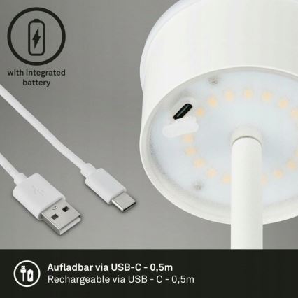 Briloner 1438016 - LED Dimbaar aanraken Staande lamp 3in1 LED/3,5W/5V IP44 3000K 38-130 cm wit