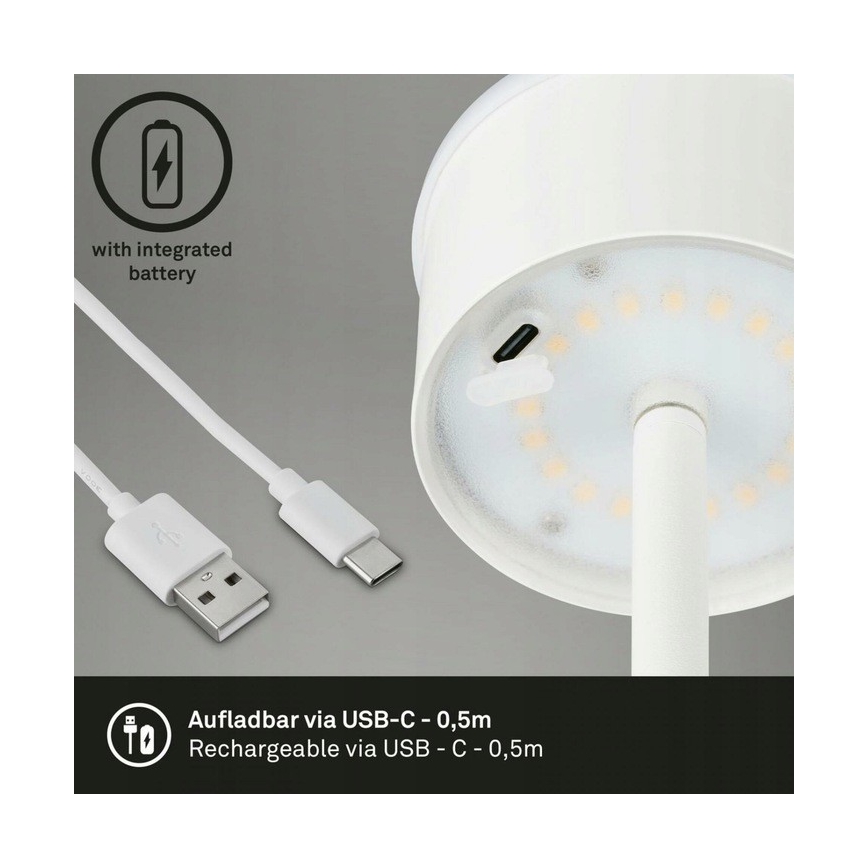 Briloner 1438016 - LED Dimbaar aanraken Staande lamp 3in1 LED/3,5W/5V IP44 3000K 38-130 cm wit