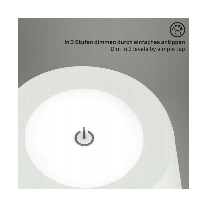 Briloner 1438016 - LED Dimbaar aanraken Staande lamp 3in1 LED/3,5W/5V IP44 3000K 38-130 cm wit