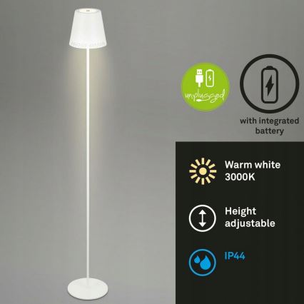 Briloner 1438016 - LED Dimbaar aanraken Staande lamp 3in1 LED/3,5W/5V IP44 3000K 38-130 cm wit