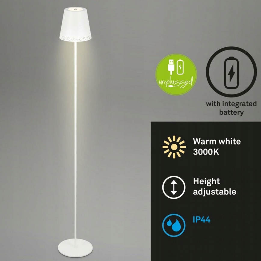 Briloner 1438016 - LED Dimbaar aanraken Staande lamp 3in1 LED/3,5W/5V IP44 3000K 38-130 cm wit