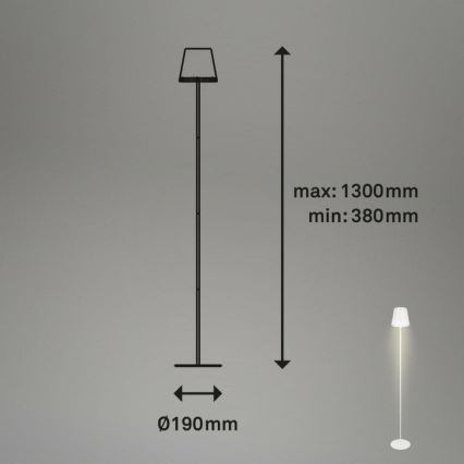 Briloner 1438016 - LED Dimbaar aanraken Staande lamp 3in1 LED/3,5W/5V IP44 3000K 38-130 cm wit
