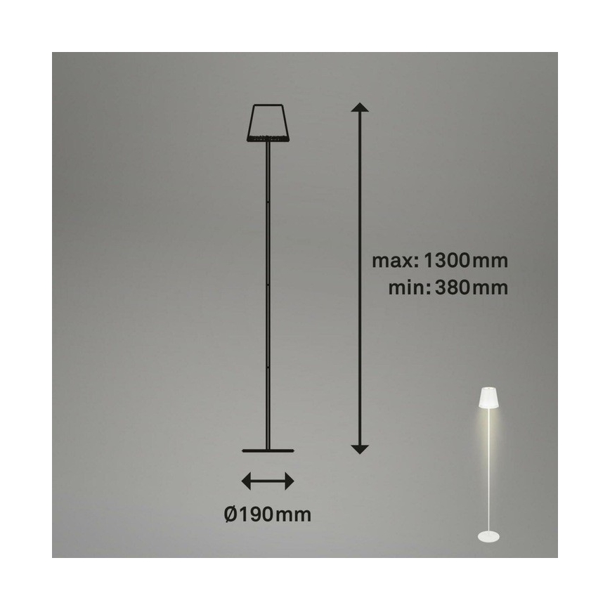 Briloner 1438016 - LED Dimbaar aanraken Staande lamp 3in1 LED/3,5W/5V IP44 3000K 38-130 cm wit