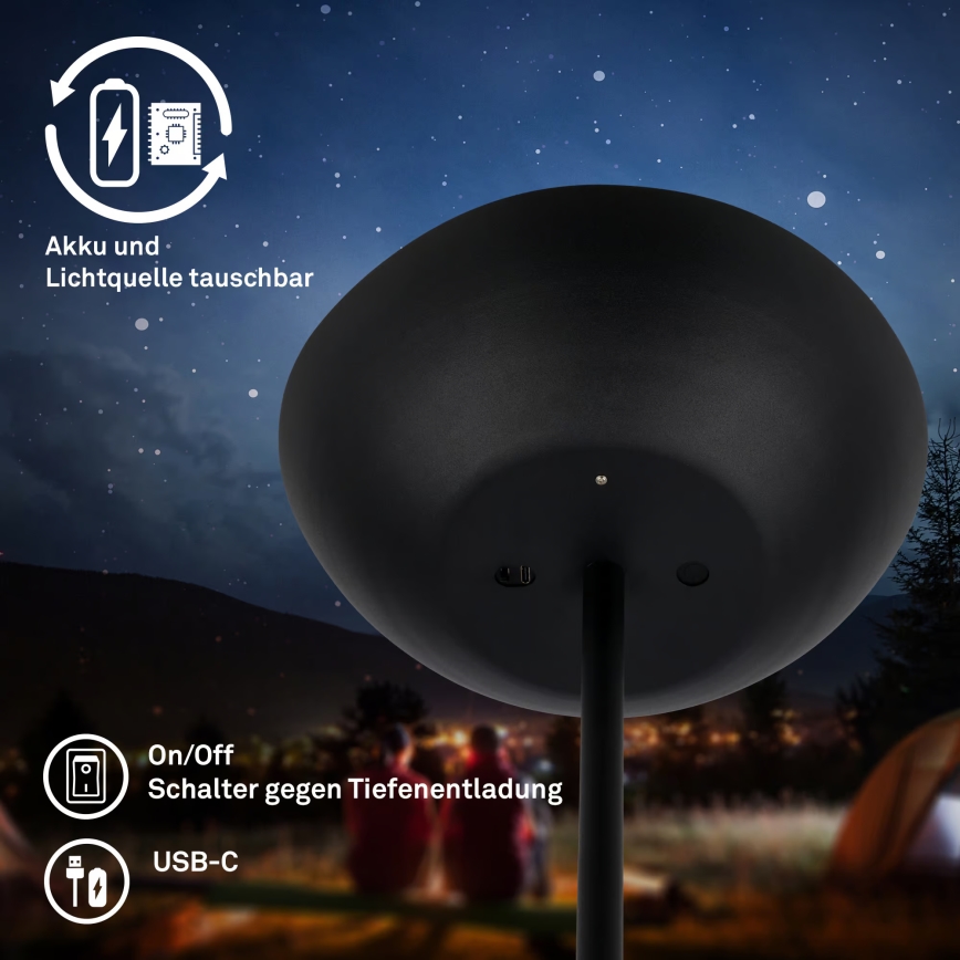 Briloner 1500015 - LED-dimbare vloerlamp ESTATE LED/8W/5V 4000 mAh zwart