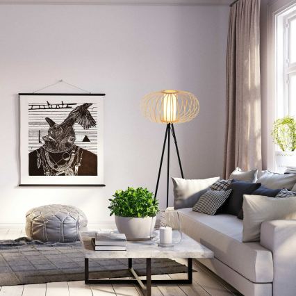 Briloner 1759011 - Vloerlamp 1xE27/10W/230V bamboe/zwart