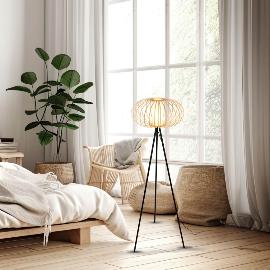 Briloner 1759011 - Vloerlamp 1xE27/10W/230V bamboe/zwart