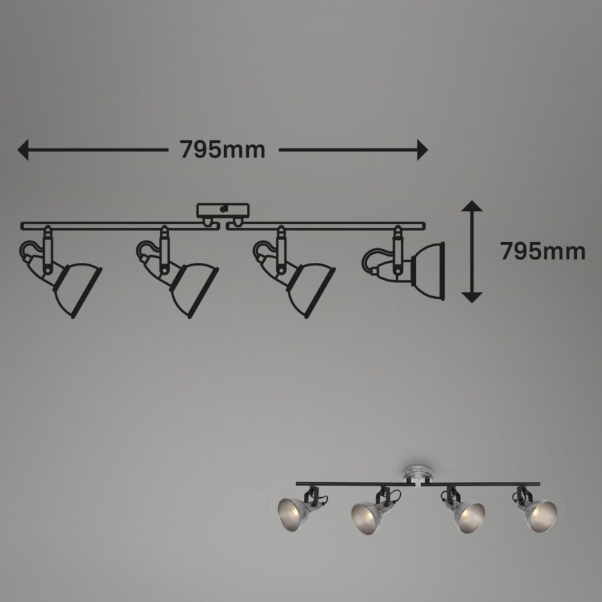 Briloner 2049-044 - Spot RETRO 4xE14/40W/230V grijs