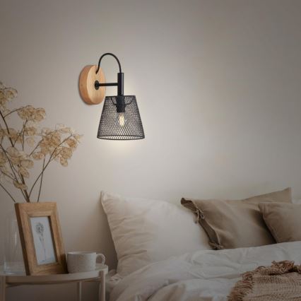 Briloner 2077-015 - Wandlamp WOOD & STYLE 1xE14/25W/230V rubberen boom