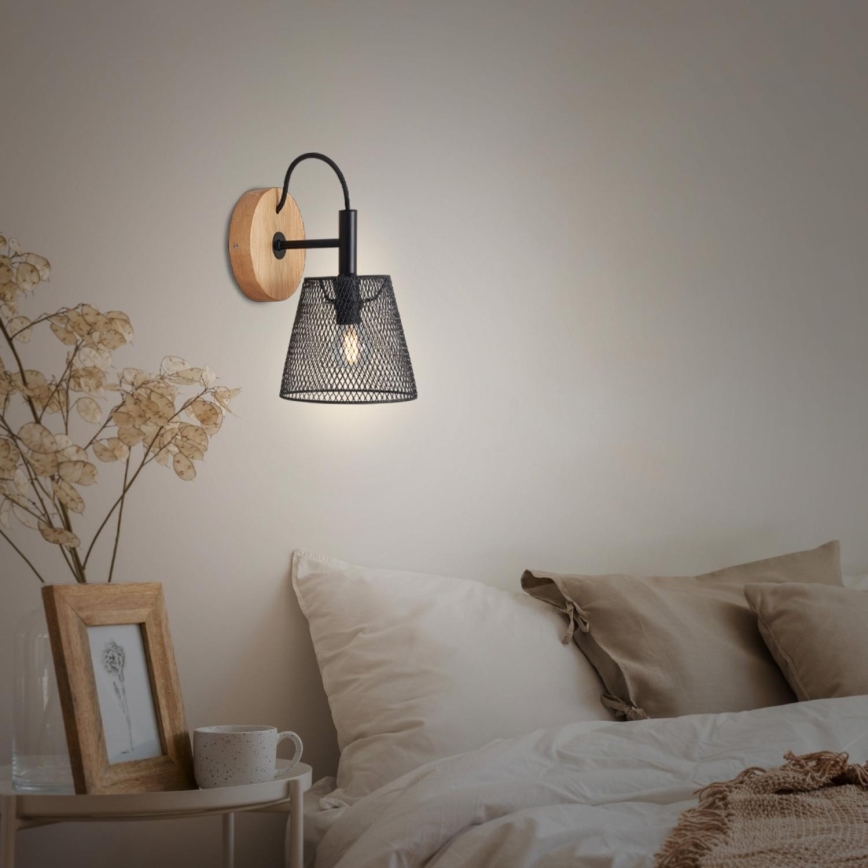 Briloner 2077-015 - Wandlamp WOOD & STYLE 1xE14/25W/230V rubberen boom