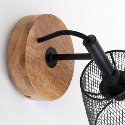 Briloner 2077-015 - Wandlamp WOOD & STYLE 1xE14/25W/230V rubberen boom